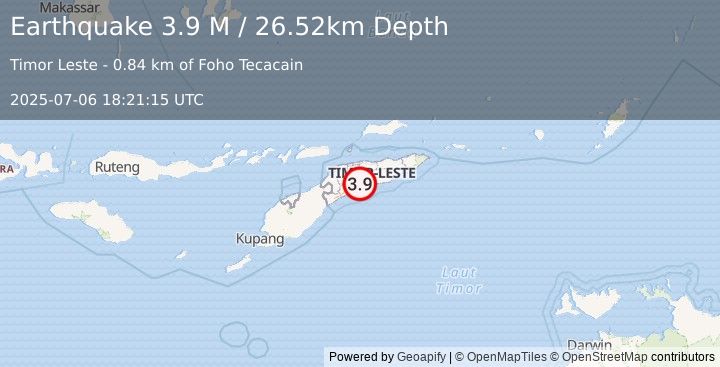 Earthquake Timor Region (3.9 M) (2025-07-06 18:21:15 UTC)