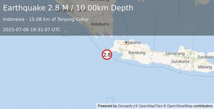 Earthquake Java, Indonesia (2.8 M) (2025-07-06 19:31:07 UTC)