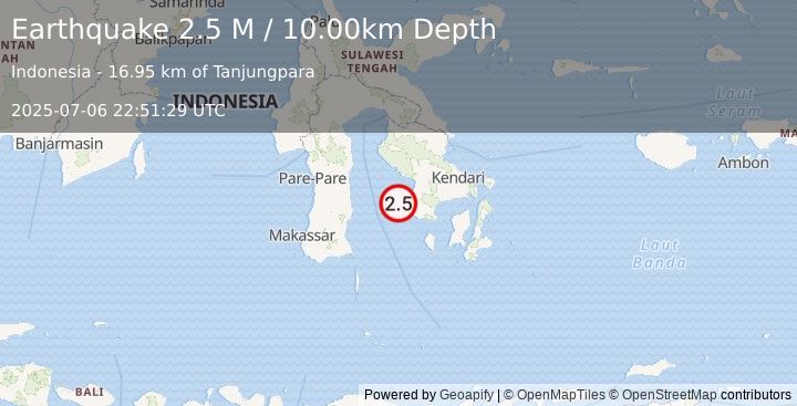 Earthquake Sulawesi, Indonesia (2.5 M) (2025-07-06 22:51:29 UTC)