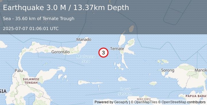 Earthquake Northern Molucca Sea (3.0 M) (2025-07-07 01:06:01 UTC)