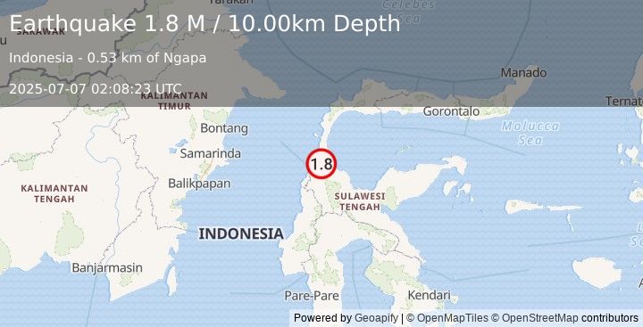 Earthquake Minahassa Peninsula, Sulawesi (1.8 M) (2025-07-07 02:08:23 UTC)