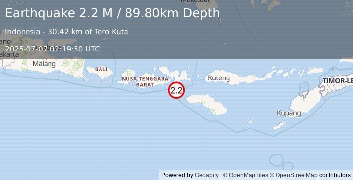 Earthquake Sumbawa Region, Indonesia (2.2 M) (2025-07-07 02:19:50 UTC)
