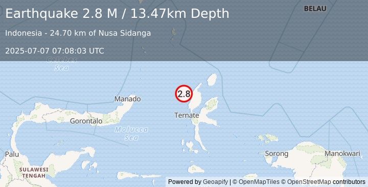 Earthquake Halmahera, Indonesia (2.8 M) (2025-07-07 07:08:03 UTC)