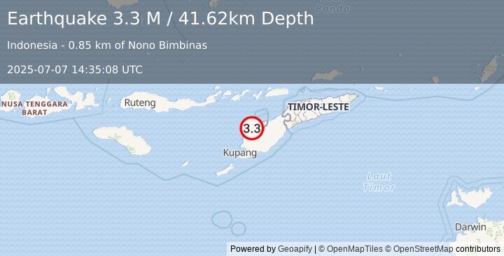 Earthquake Timor Region (3.3 M) (2025-07-07 14:35:08 UTC)