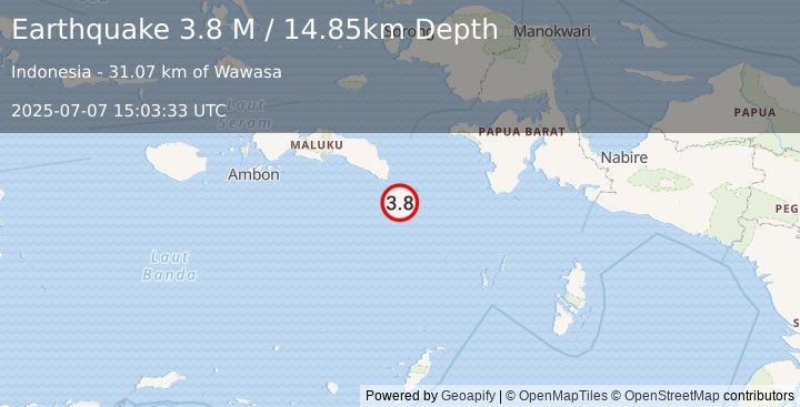 Earthquake Banda Sea (3.8 M) (2025-07-07 15:03:33 UTC)