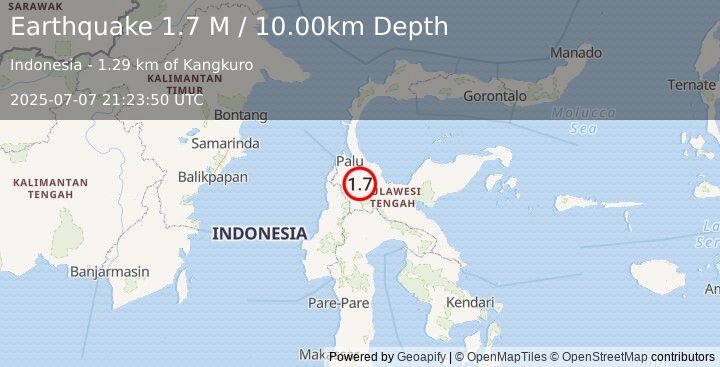 Earthquake Sulawesi, Indonesia (1.7 M) (2025-07-07 21:23:50 UTC)