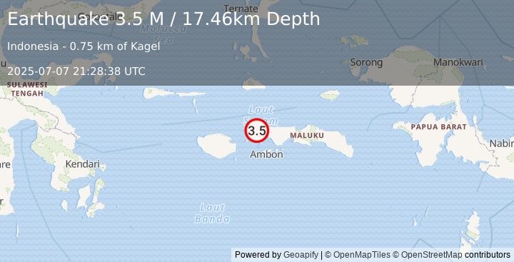 Earthquake Ceram Sea (3.5 M) (2025-07-07 21:28:38 UTC)