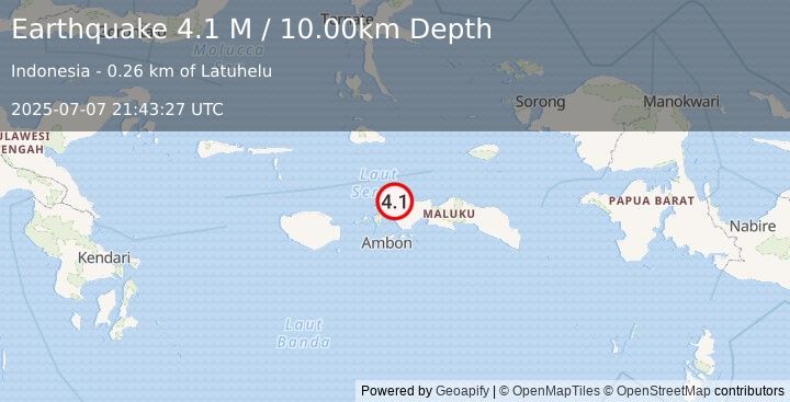 Earthquake Ceram Sea (4.1 M) (2025-07-07 21:43:27 UTC)