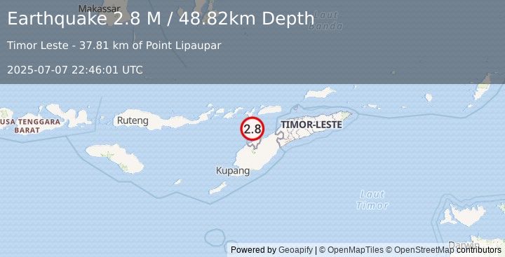 Earthquake Timor Region (2.8 M) (2025-07-07 22:46:01 UTC)