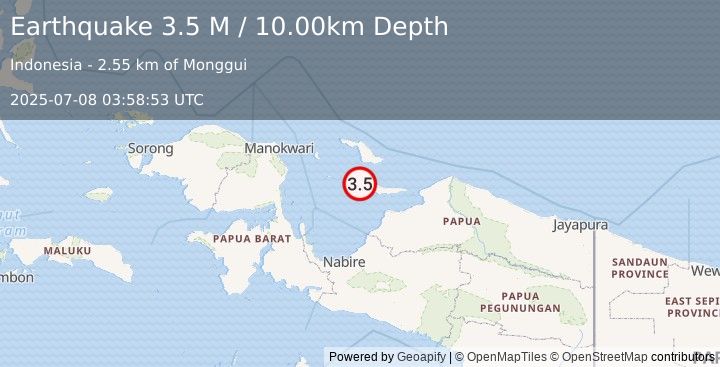 Earthquake West Papua Region, Indonesia (3.5 M) (2025-07-08 03:58:53 UTC)
