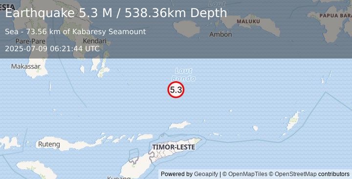 Earthquake Banda Sea (4.6 M) (2025-07-09 06:21:55 UTC)