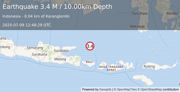 Earthquake Bali Sea (3.4 M) (2025-07-09 12:48:29 UTC)
