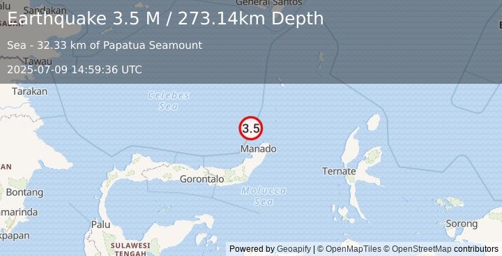 Earthquake Celebes Sea (3.5 M) (2025-07-09 14:59:36 UTC)