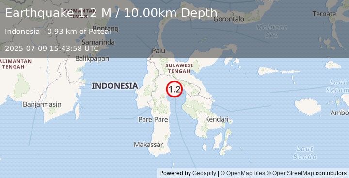 Earthquake Sulawesi, Indonesia (1.2 M) (2025-07-09 15:43:58 UTC)