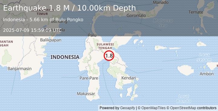 Earthquake Sulawesi, Indonesia (1.8 M) (2025-07-09 15:59:09 UTC)