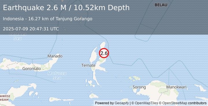 Earthquake Halmahera, Indonesia (2.9 M) (2025-07-09 20:47:32 UTC)
