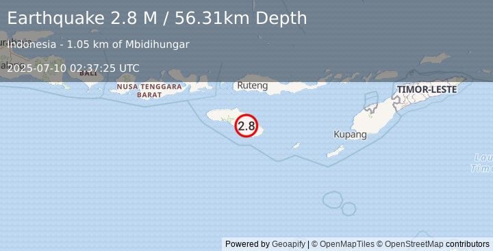 Earthquake Sumba Region, Indonesia (2.8 M) (2025-07-10 02:37:25 UTC)