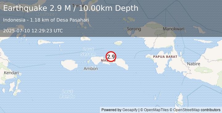 Earthquake Seram, Indonesia (2.9 M) (2025-07-10 12:29:23 UTC)