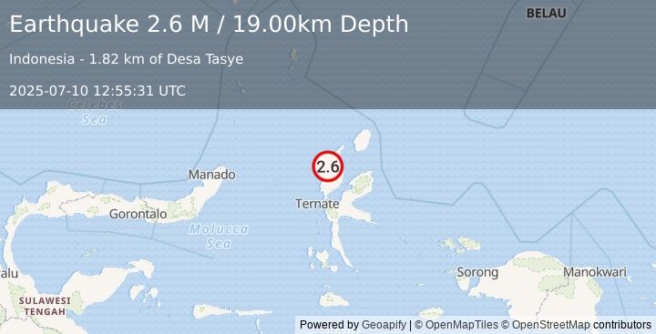 Earthquake Halmahera, Indonesia (2.6 M) (2025-07-10 12:55:31 UTC)