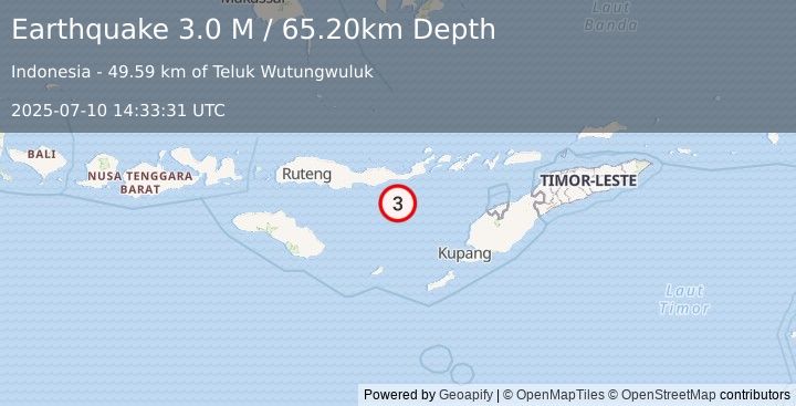 Earthquake Savu Sea (3.0 M) (2025-07-10 14:33:31 UTC)