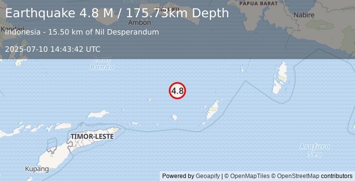 Earthquake Banda Sea (4.8 M) (2025-07-10 14:43:42 UTC)