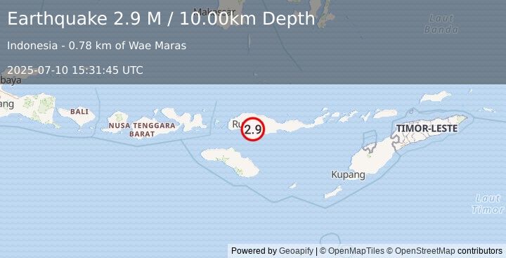 Earthquake Flores Region, Indonesia (2.9 M) (2025-07-10 15:31:45 UTC)