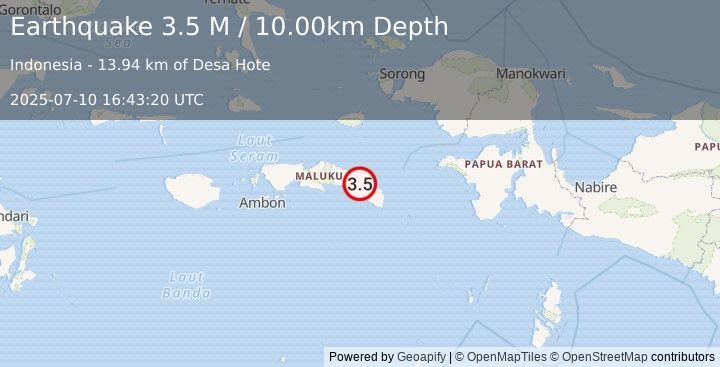 Earthquake Seram, Indonesia (3.5 M) (2025-07-10 16:43:20 UTC)