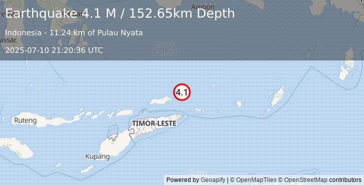 Earthquake Banda Sea (4.1 M) (2025-07-10 21:20:36 UTC)