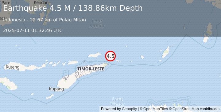 Earthquake Banda Sea (4.5 M) (2025-07-11 01:32:46 UTC)