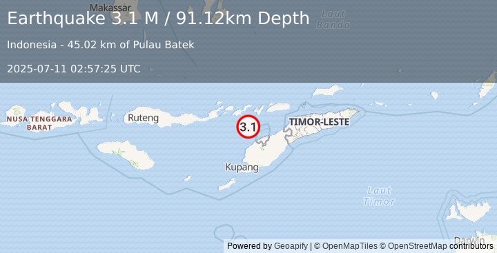 Earthquake Flores Region, Indonesia (3.1 M) (2025-07-11 02:57:25 UTC)