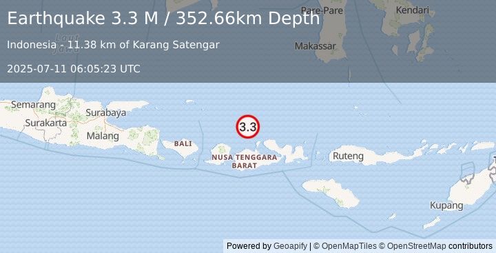 Earthquake Bali Sea (3.7 M) (2025-07-11 06:05:26 UTC)