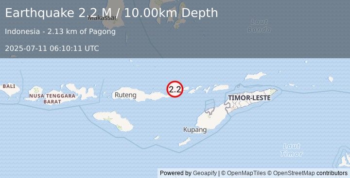 Earthquake Flores Region, Indonesia (2.2 M) (2025-07-11 06:10:11 UTC)