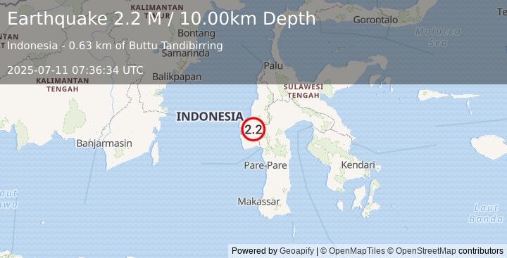 Earthquake Sulawesi, Indonesia (2.2 M) (2025-07-11 07:36:36 UTC)