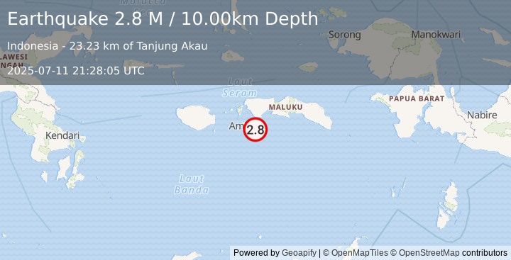 Earthquake Seram, Indonesia (2.8 M) (2025-07-11 21:28:05 UTC)