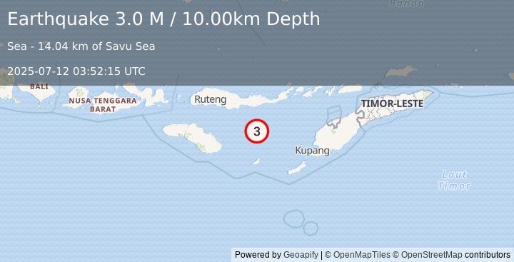 Earthquake Savu Sea (3.0 M) (2025-07-12 03:52:15 UTC)