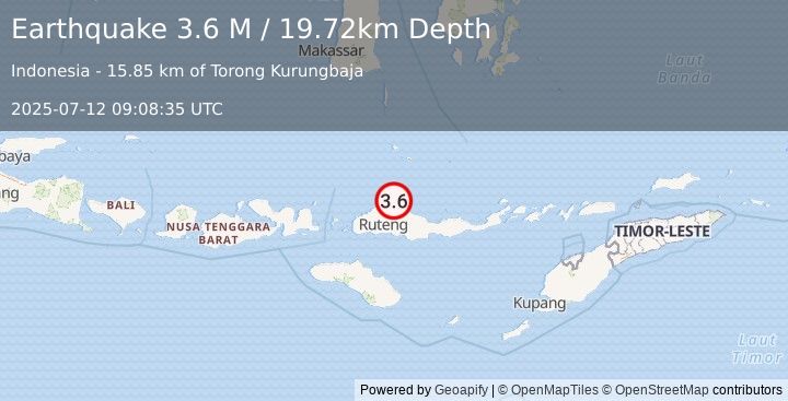 Earthquake Flores Region, Indonesia (3.6 M) (2025-07-12 09:08:35 UTC)