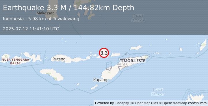 Earthquake Flores Region, Indonesia (3.3 M) (2025-07-12 11:41:10 UTC)