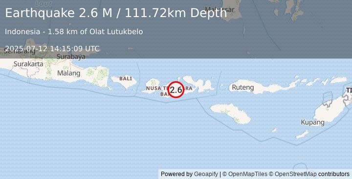 Earthquake Sumbawa Region, Indonesia (2.6 M) (2025-07-12 14:15:09 UTC)