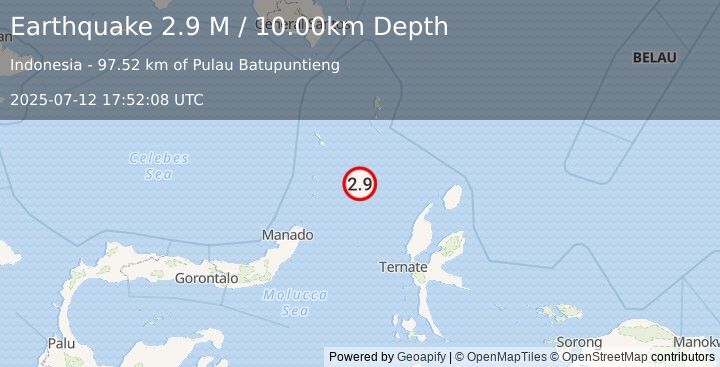 Earthquake Northern Molucca Sea (2.9 M) (2025-07-12 17:52:08 UTC)