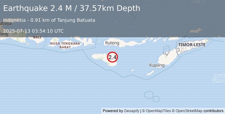 Earthquake Sumba Region, Indonesia (2.4 M) (2025-07-13 03:54:10 UTC)