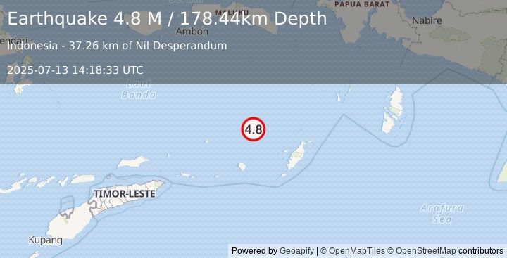 Earthquake Banda Sea (4.8 M) (2025-07-13 14:18:33 UTC)