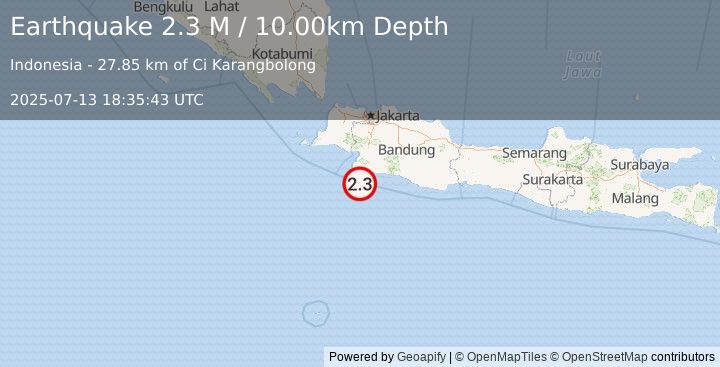 Earthquake Java, Indonesia (2.3 M) (2025-07-13 18:35:43 UTC)
