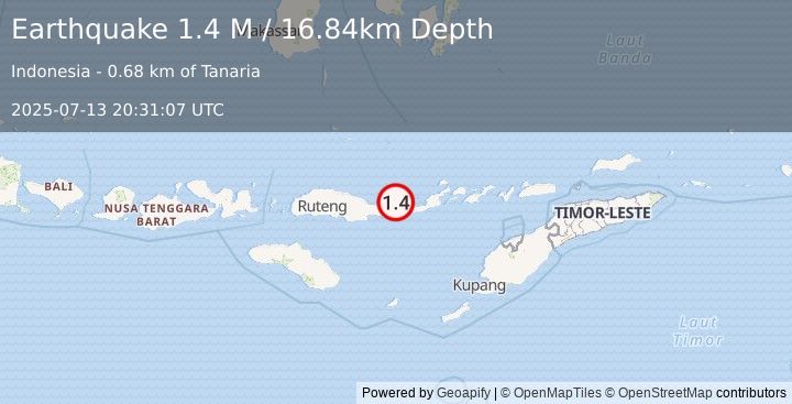 Earthquake Flores Region, Indonesia (1.4 M) (2025-07-13 20:31:07 UTC)