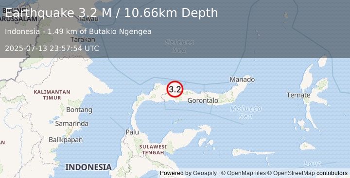 Earthquake Minahassa Peninsula, Sulawesi (3.2 M) (2025-07-13 23:57:54 UTC)