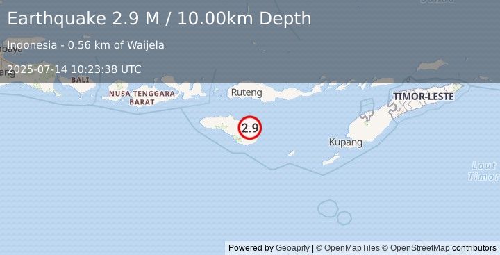 Earthquake Sumba Region, Indonesia (2.9 M) (2025-07-14 10:23:38 UTC)