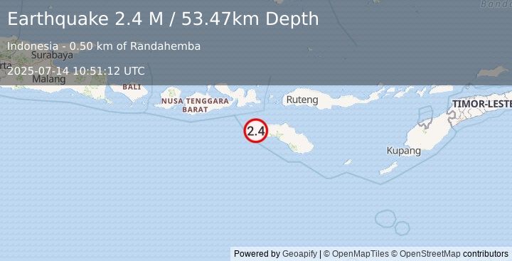 Earthquake Sumba Region, Indonesia (2.5 M) (2025-07-14 10:51:11 UTC)