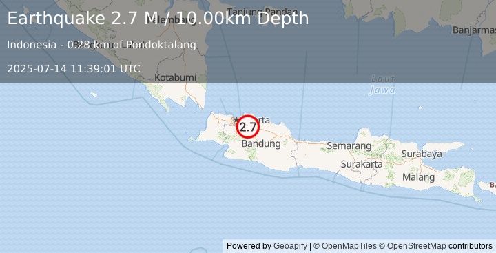 Earthquake Java, Indonesia (2.7 M) (2025-07-14 11:39:01 UTC)