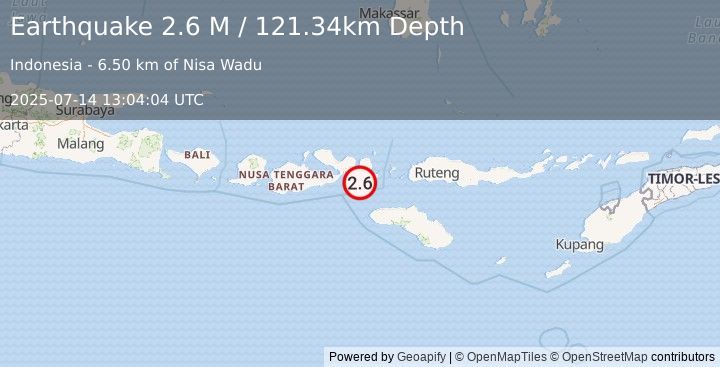 Earthquake Sumbawa Region, Indonesia (2.6 M) (2025-07-14 13:04:04 UTC)