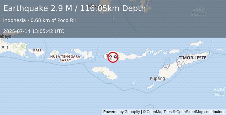 Earthquake Flores Region, Indonesia (2.9 M) (2025-07-14 13:05:42 UTC)