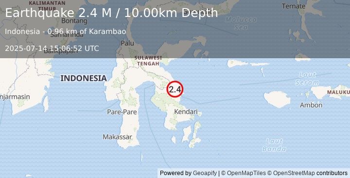 Earthquake Sulawesi, Indonesia (2.4 M) (2025-07-14 15:06:52 UTC)
